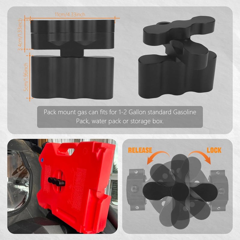 Chelhead UTV ATV Metal Gas Can Mount for 1''-2'' Roll Bar Oil Can Water Tank Gasoline Pack Mount Compatible with Polaris RZR Pioneer Can Am Maverick X3 Commander Yamaha Talon ATV (No Key) - Image 3